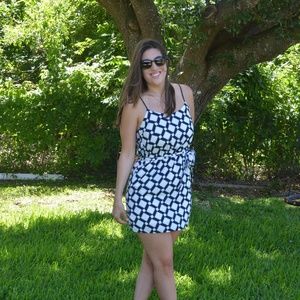 Elegant Navy Blue and White Dress